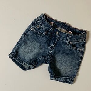 Hanna Andersson Boys Denim Shorts Size 80 Adjustable Waist Dark Wash